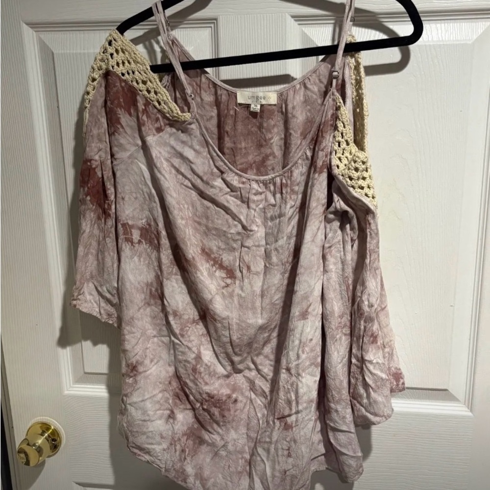 Umgee Women's Tie-Dye Top with Crochet Detail